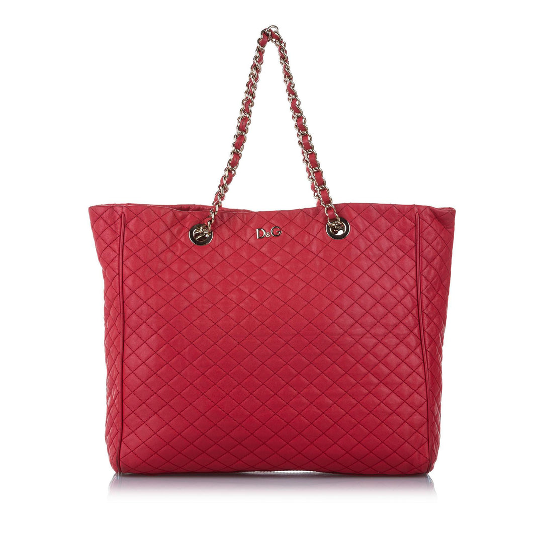 Dolce & Gabbana Lily Glam Quilted Leather Tote Bag (SHG-14266)