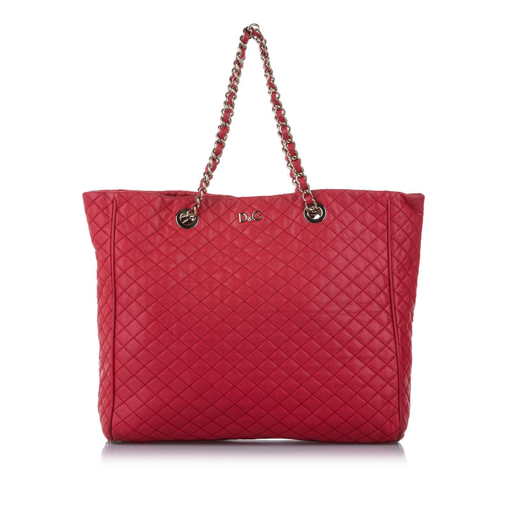 Dolce & Gabbana Lily Glam Quilted Leather Tote Bag (SHG-14266)