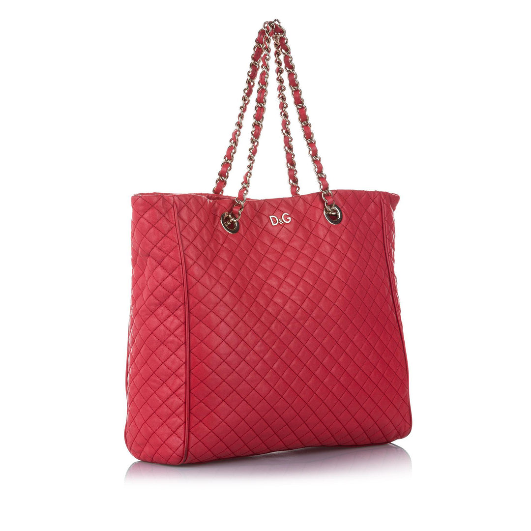 Dolce & Gabbana Lily Glam Quilted Leather Tote Bag (SHG-14266)
