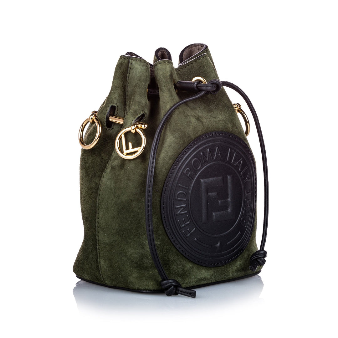 Pre-Loved Fendi Green Suede Leather Mini Mon Tresor Italy