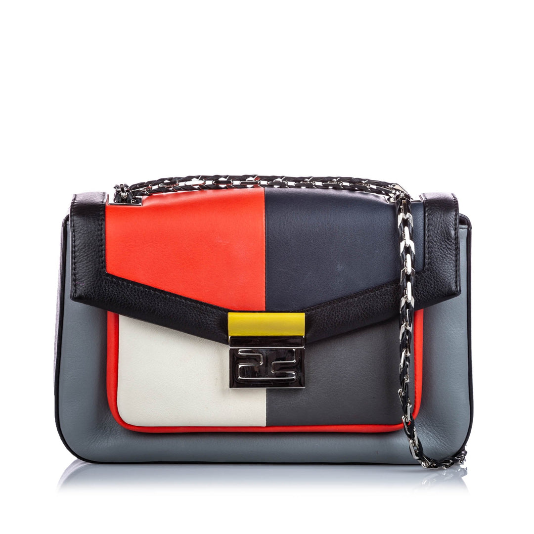 Pre-Loved Fendi Gray Dark Calf Leather Be Baguette Crossbody Bag ITALY