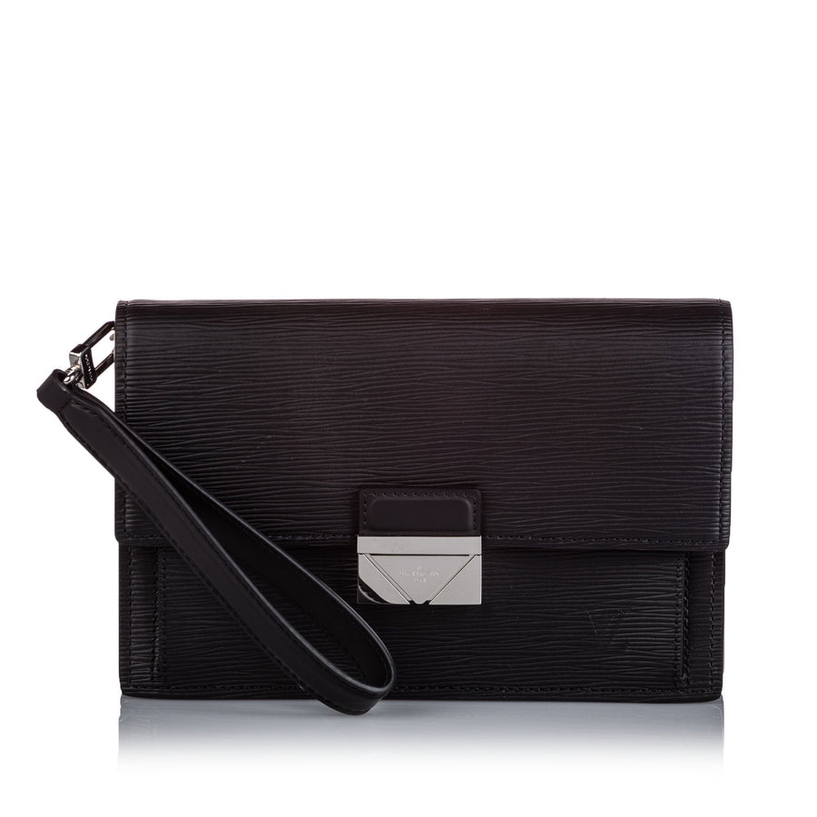Pre-Loved Louis Vuitton Black Epi Leather Pochette Thames FRANCE