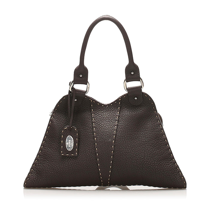 Fendi Devil Trapezio Leather Tote Bag (SHG-20791)