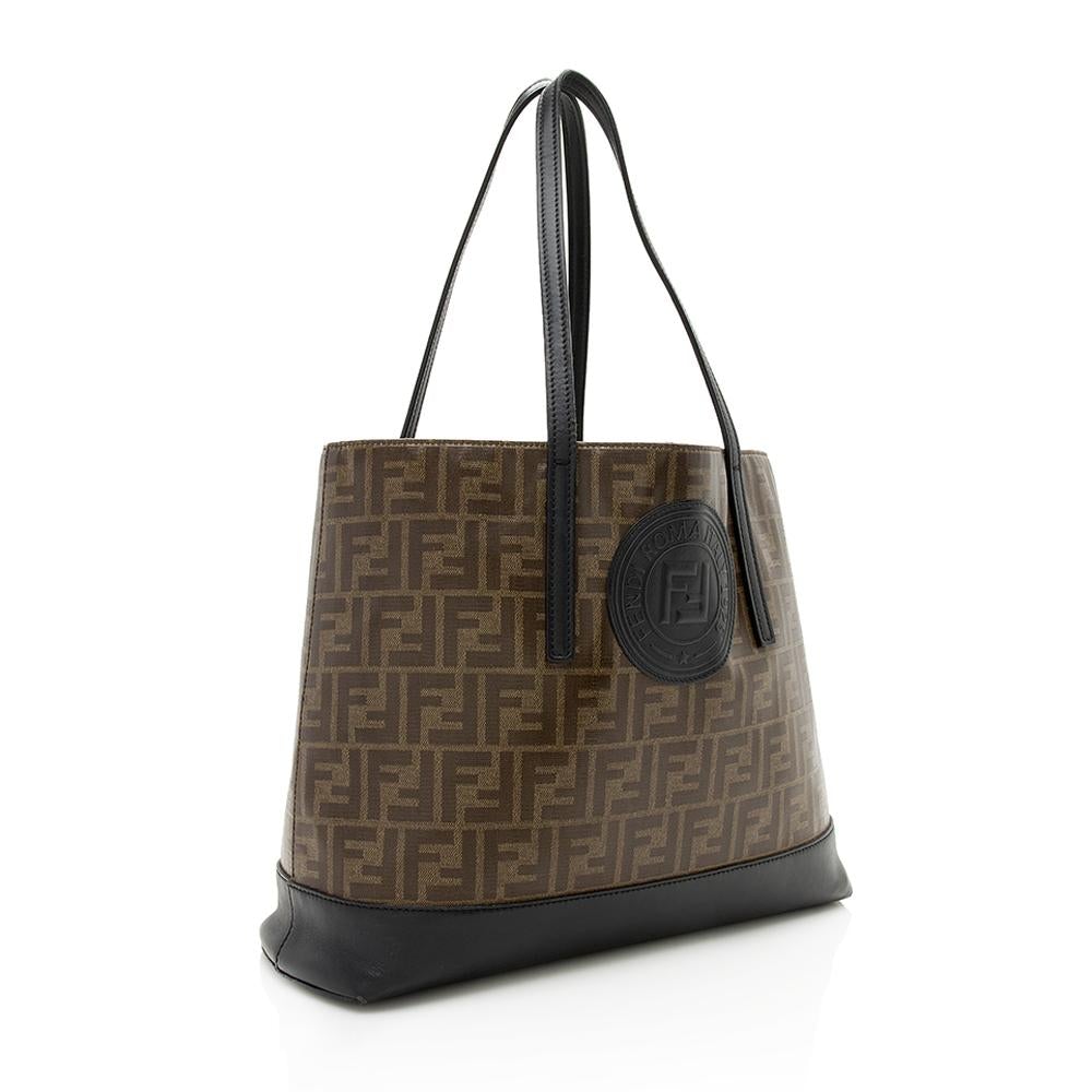 Fendi  FF Coated Canvas Vetrificato Shopper Tote (SHF-12523)
