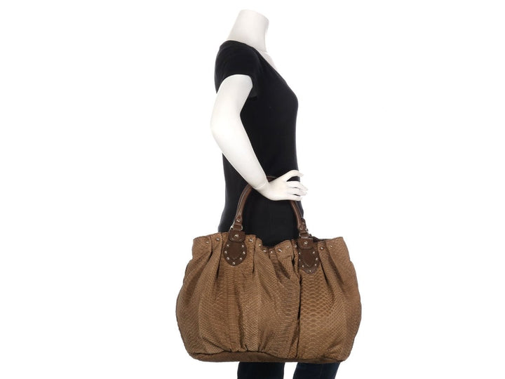 G*G Brown Snakeskin Stud Hobo