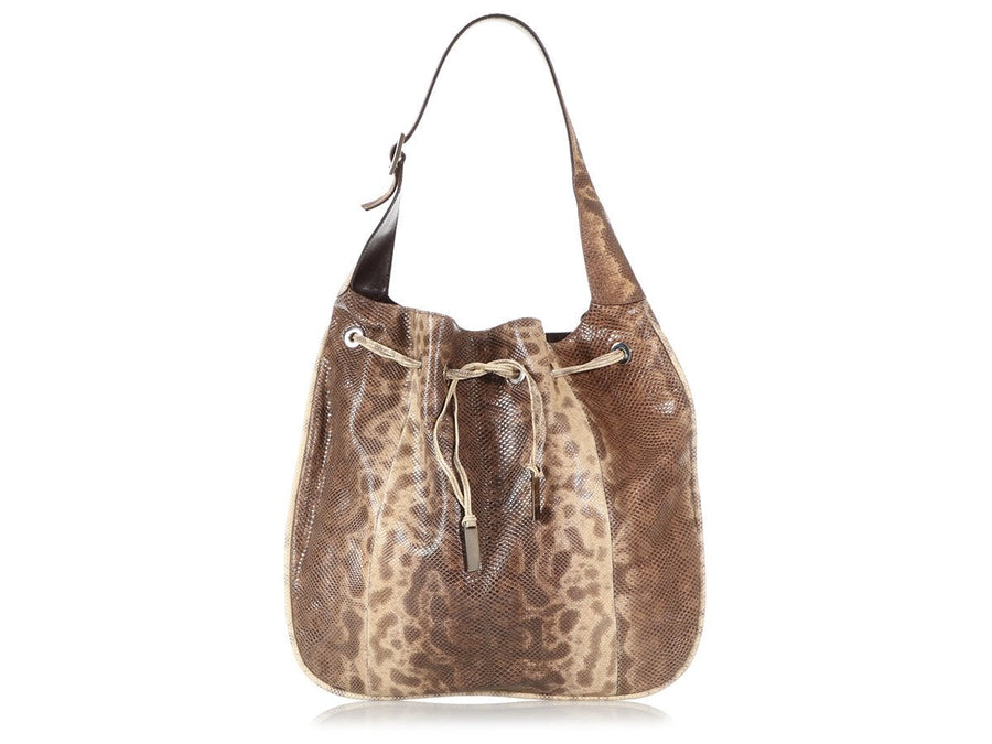 Gucci Snakeskin Drawstring Hobo