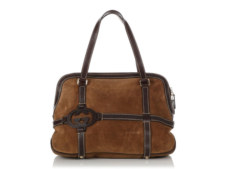 Gucci Brown Suede Interlocking Satchel