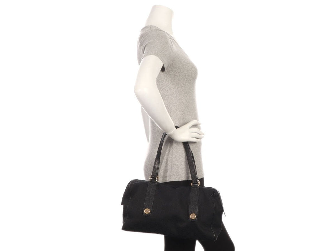 G*G Black GG Canvas Charmy Boston Bag