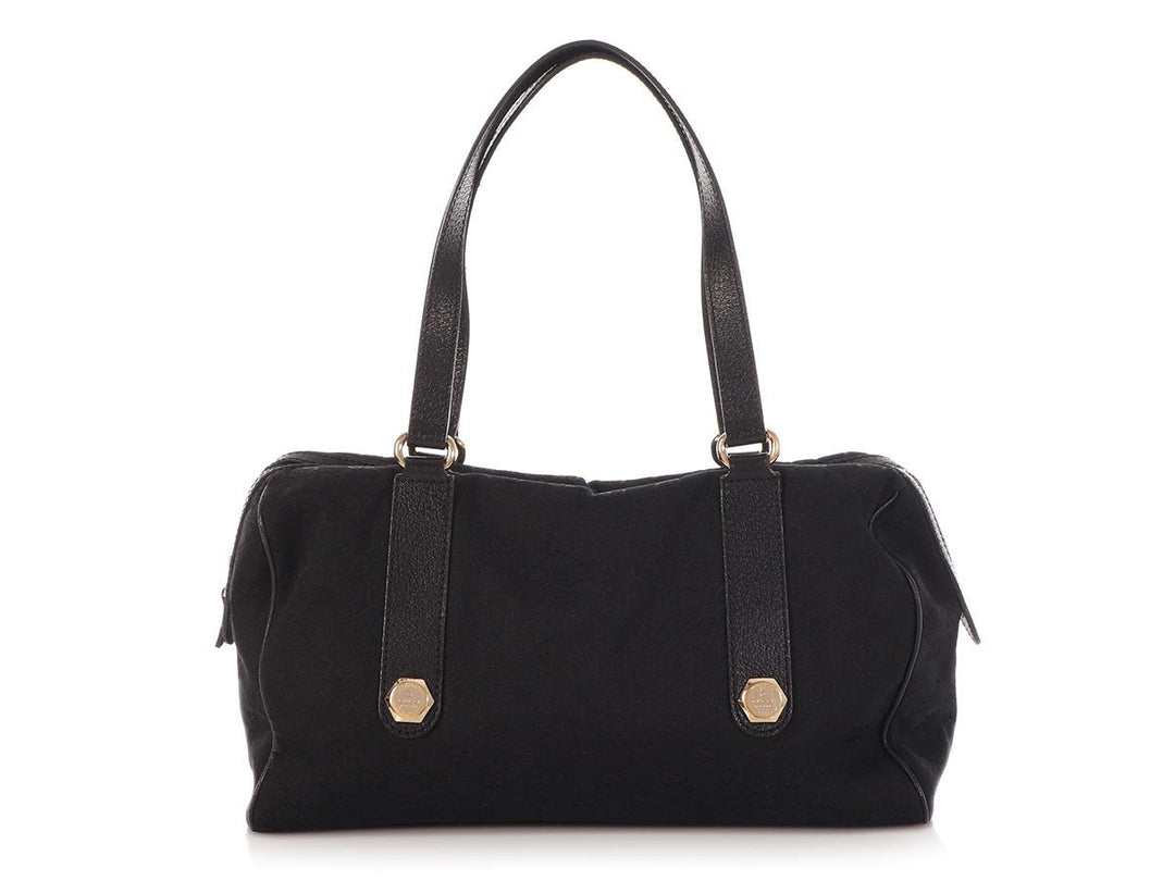 Gucci Black GG Canvas Charmy Boston Bag