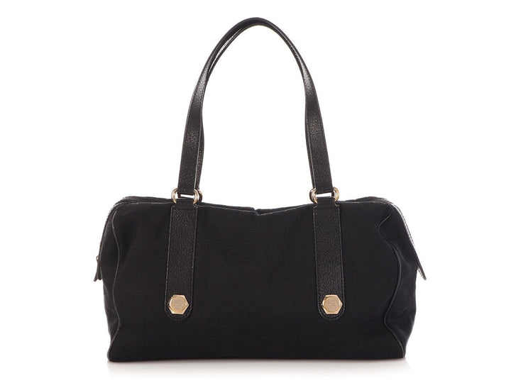 Gucci Black GG Canvas Charmy Boston Bag