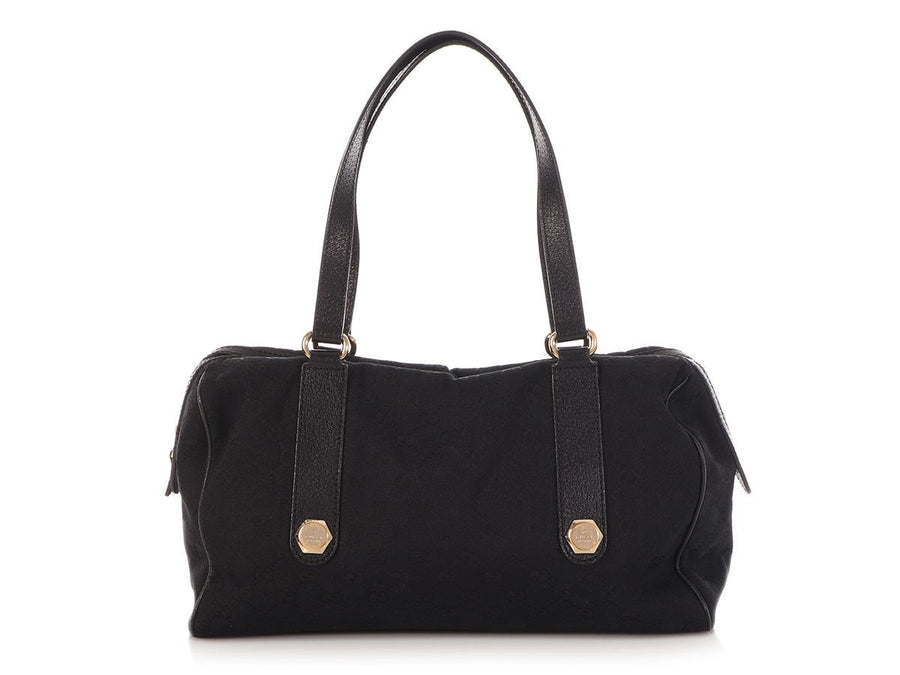 Gucci Black GG Canvas Charmy Boston Bag