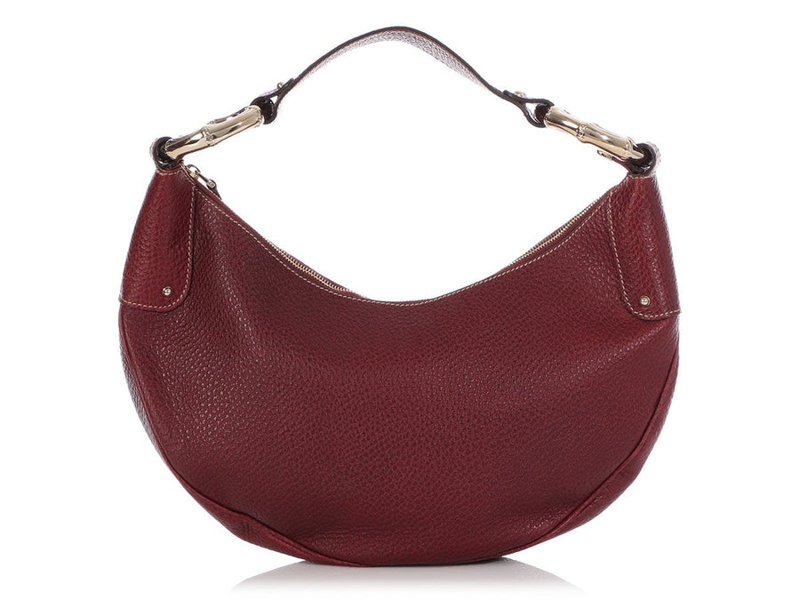 Gucci Burgundy Bamboo Ring Hobo