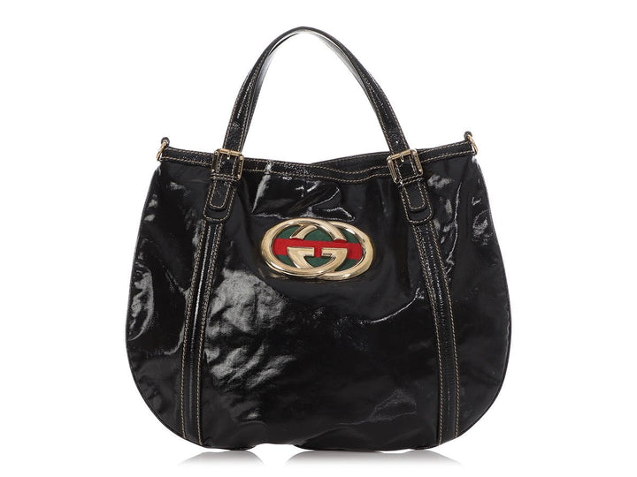 Gucci Black Dialux Britt Tote