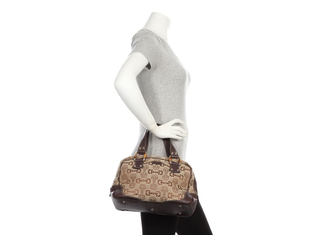 G*G Bamboo Horsebit Canvas Bag