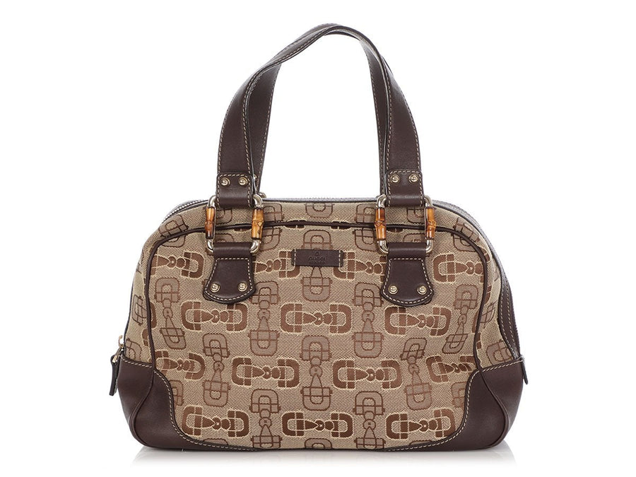 Gucci Bamboo Horsebit Canvas Bag