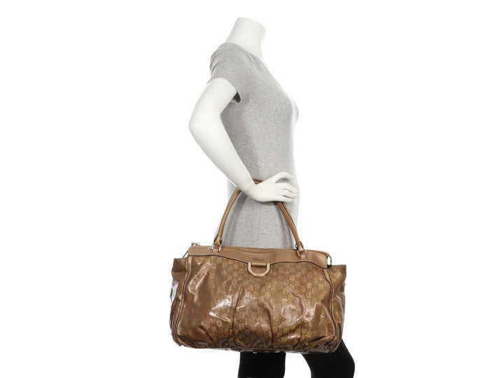 G*G Bronze GG Crystal D-Ring Tote