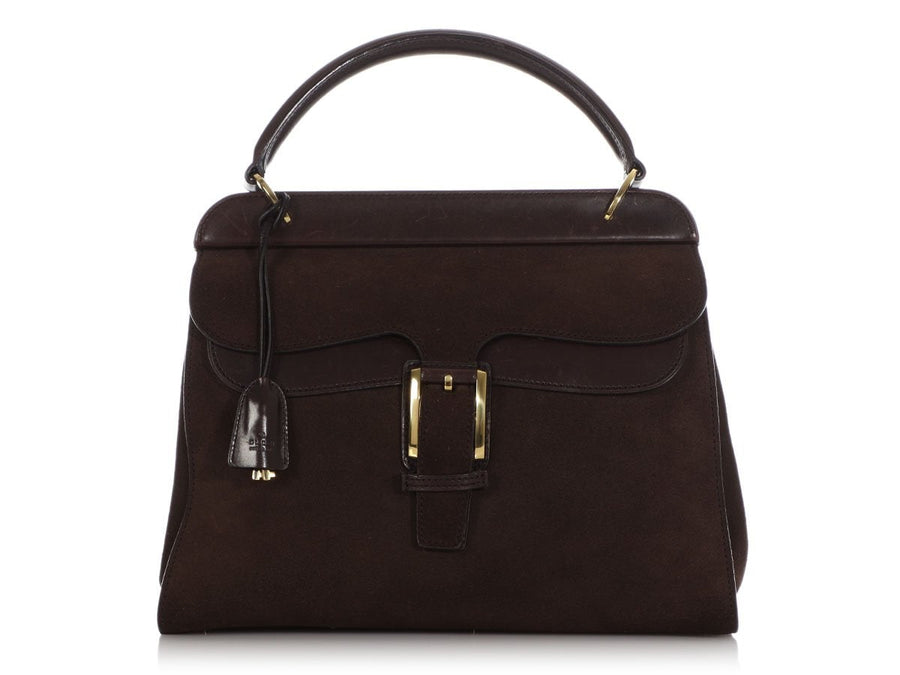 Gucci Brown Suede Top Handle Bag