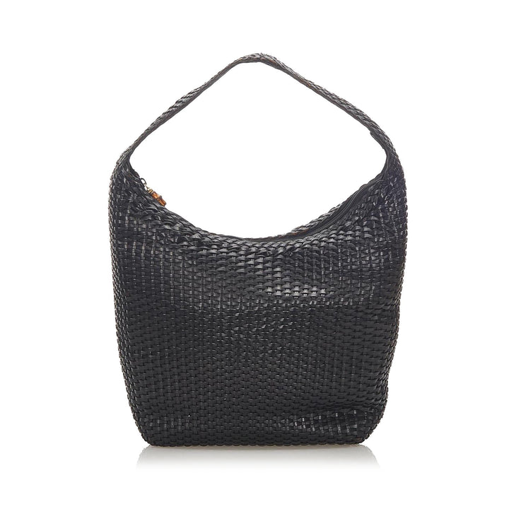 G*G Bamboo Basketweave Leather Shoulder Bag (SHG-18984)