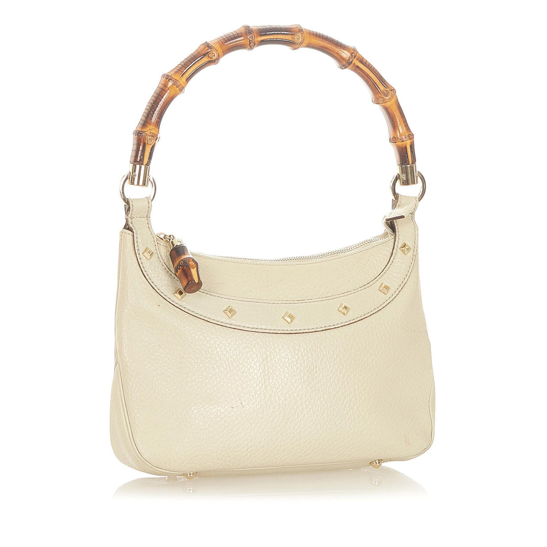 G*G Bamboo Nailhead Leather Handbag (SHG-19475)