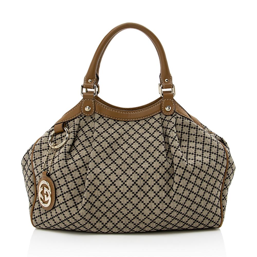 G*G Diamante Canvas Sukey Medium Tote (SHF-13957)