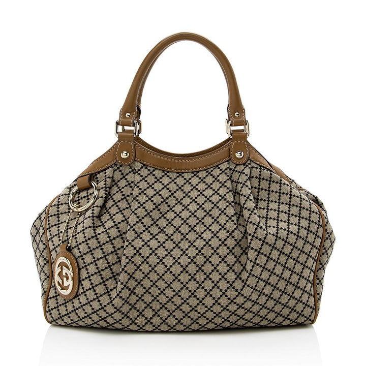 G*G Diamante Canvas Sukey Medium Tote (SHF-13957)
