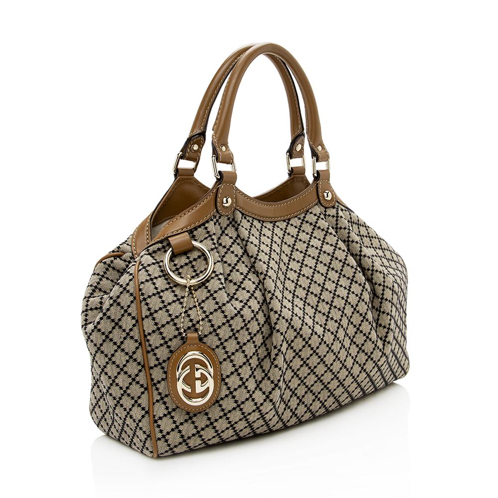 G*G Diamante Canvas Sukey Medium Tote (SHF-13957)
