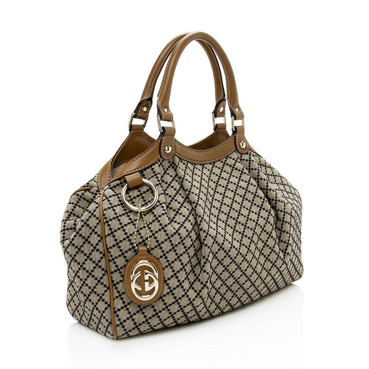 G*G Diamante Canvas Sukey Medium Tote (SHF-13957)