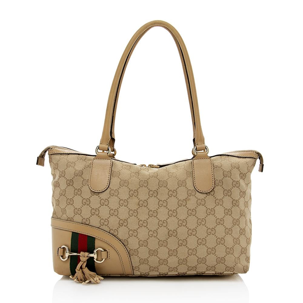 G*G GG Canvas Horsebit Tassel Satchel (SHF-14474)
