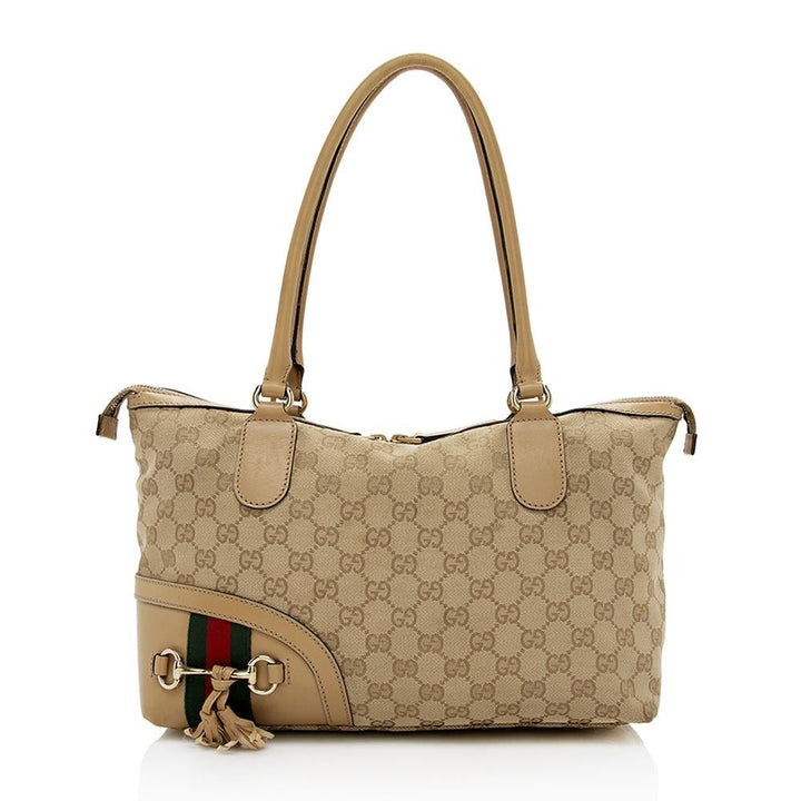 G*G GG Canvas Horsebit Tassel Satchel (SHF-14474)