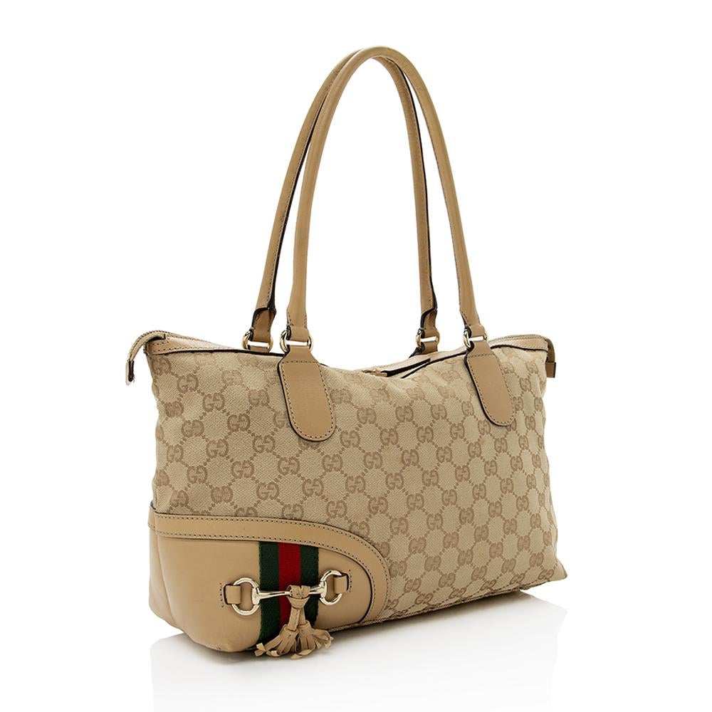 G*G GG Canvas Horsebit Tassel Satchel (SHF-14474)