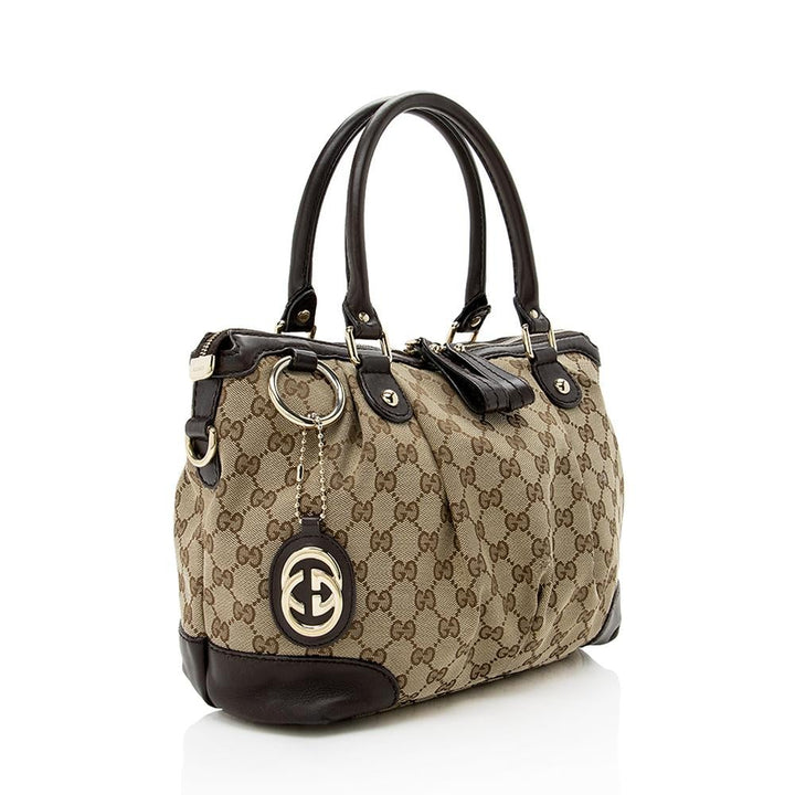 G*G GG Canvas Sukey Top Handle Medium Satchel (SHF-14045)