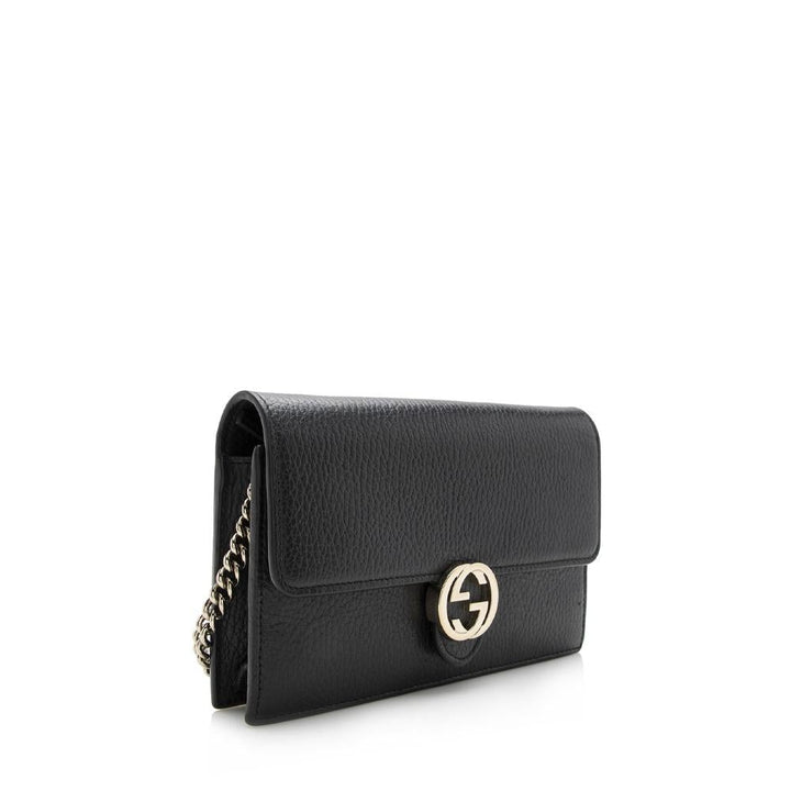 G*G Grained Calfskin Interlocking G Chain Wallet (SHF-14426)