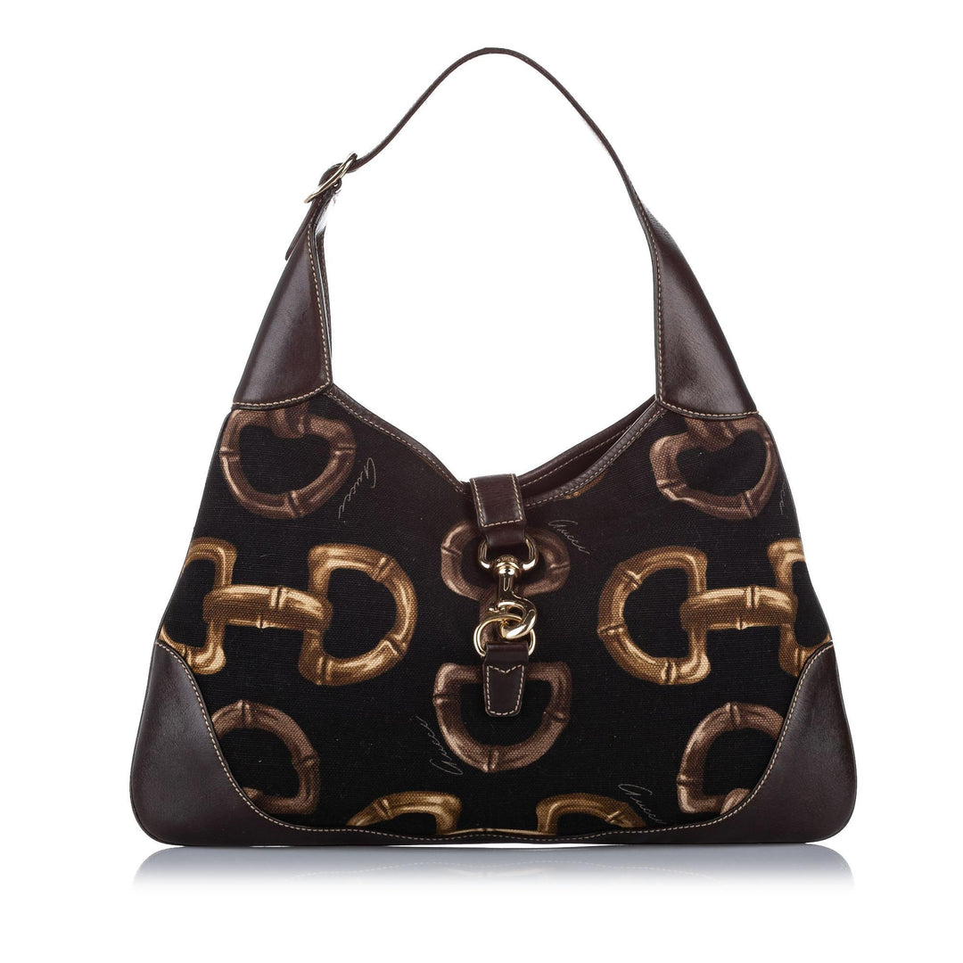 G*G Horsebit Print Jackie Canvas Hobo Bag (SHG-20649)