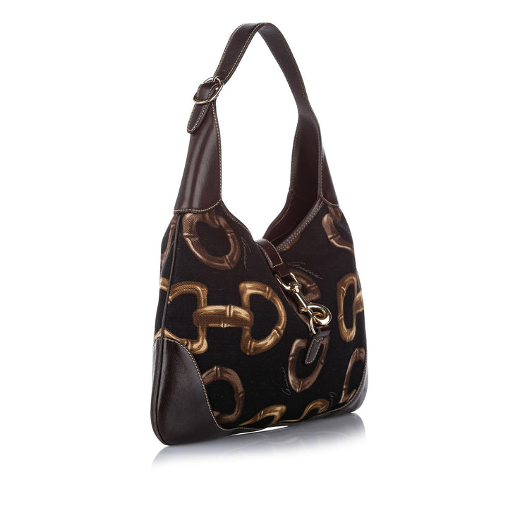 G*G Horsebit Print Jackie Canvas Hobo Bag (SHG-20649)