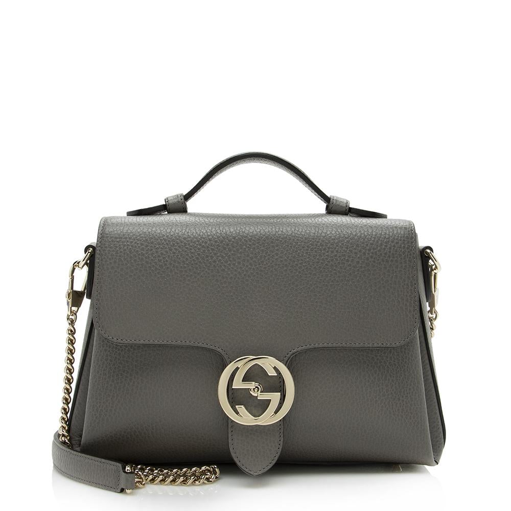 G*G Leather Interlocking G Top Handle Shoulder Bag (SHF-14071)