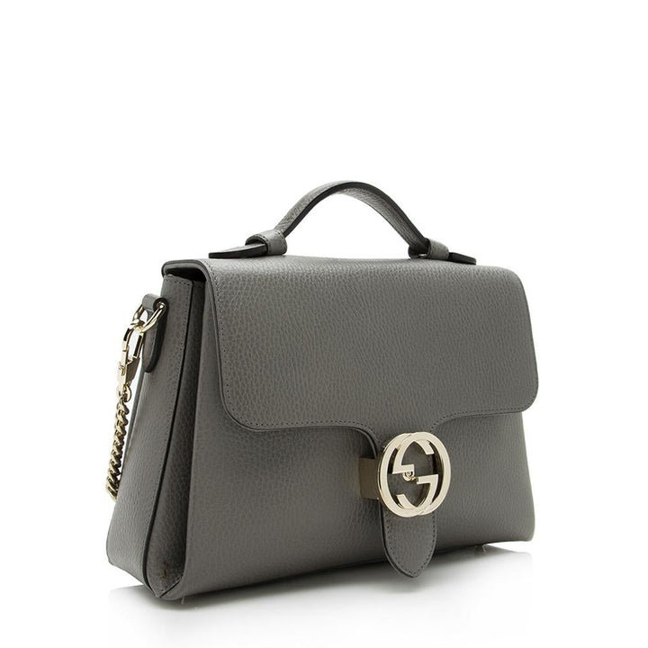 G*G Leather Interlocking G Top Handle Shoulder Bag (SHF-14071)