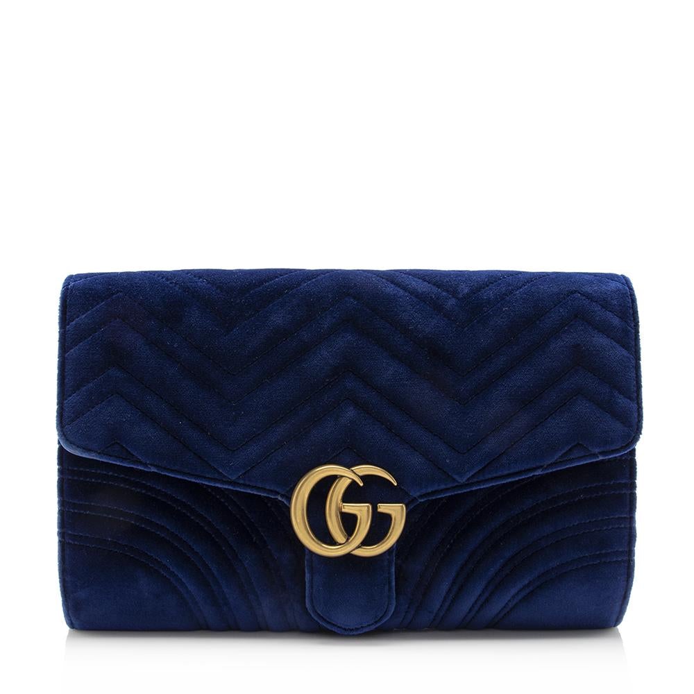 G*G Matelasse Velvet GG Marmont Clutch (SHF-14490)