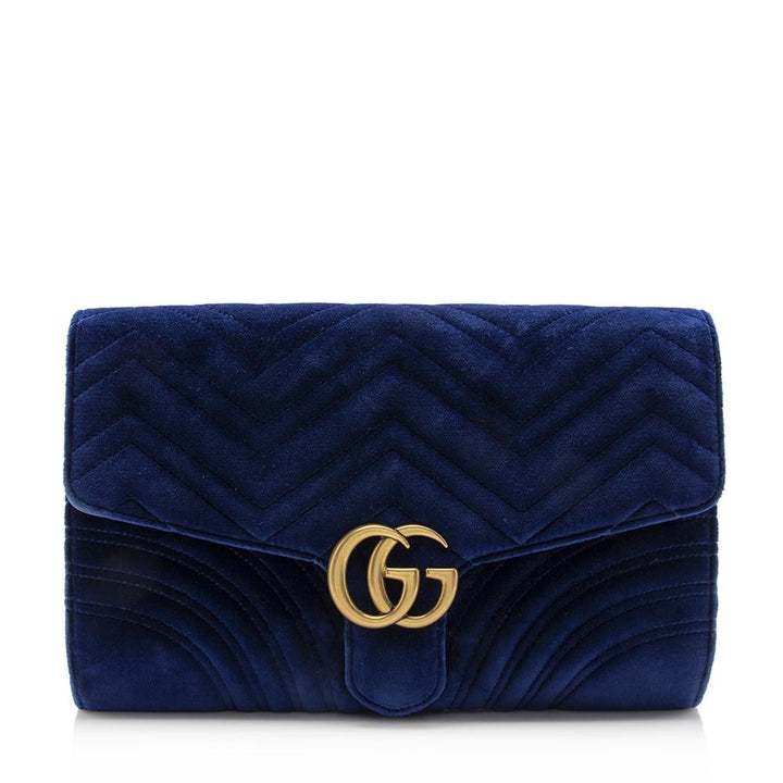 G*G Matelasse Velvet GG Marmont Clutch (SHF-14490)