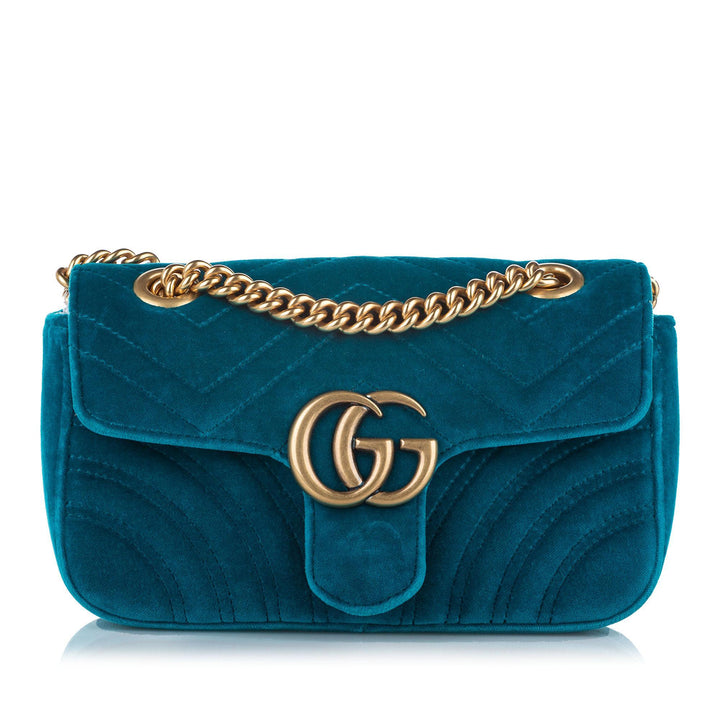 G*G Mini GG Marmont Matelasse Velvet Crossbody Bag (SHG-19909)