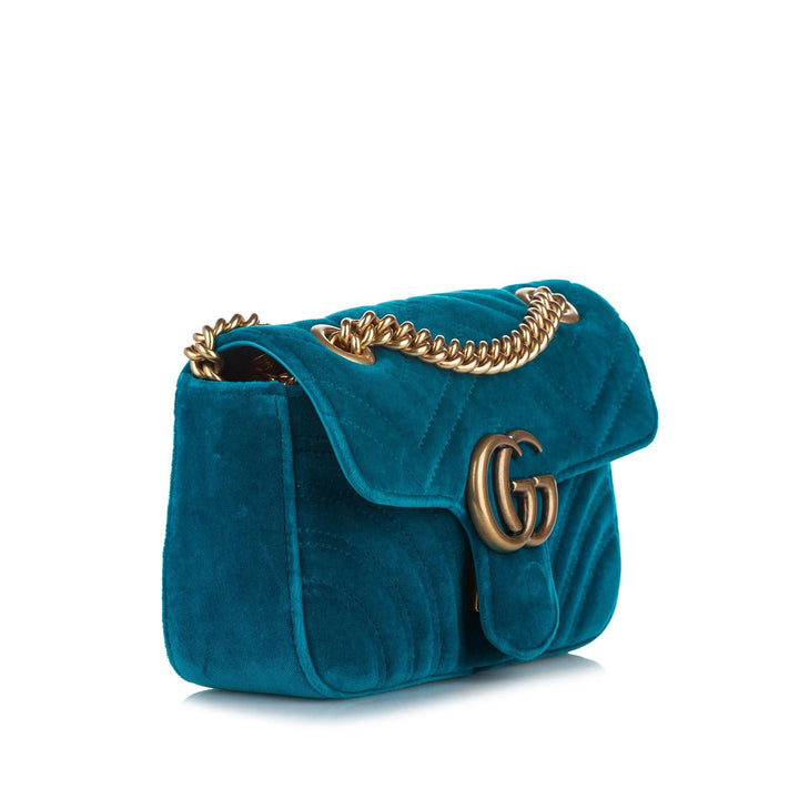 G*G Mini GG Marmont Matelasse Velvet Crossbody Bag (SHG-19909)