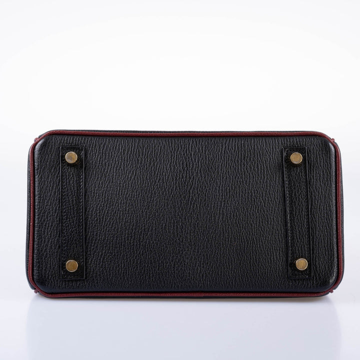 Hermès Birkin 25 HSS Black Chèvre with Rouge H Piping & Interior with Gold Hardware