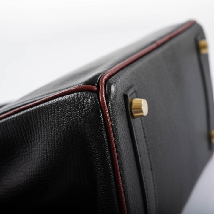 Hermès Birkin 25 HSS Black Chèvre with Rouge H Piping & Interior with Gold Hardware