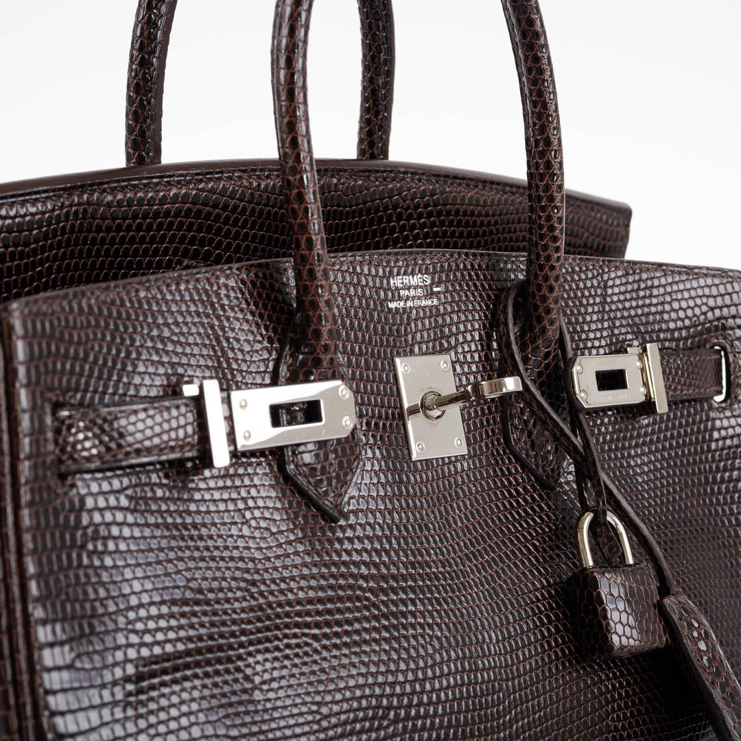 Hermès Birkin 25 Havane Nilo Lizard with Palladium Hardware - 2007, K Square