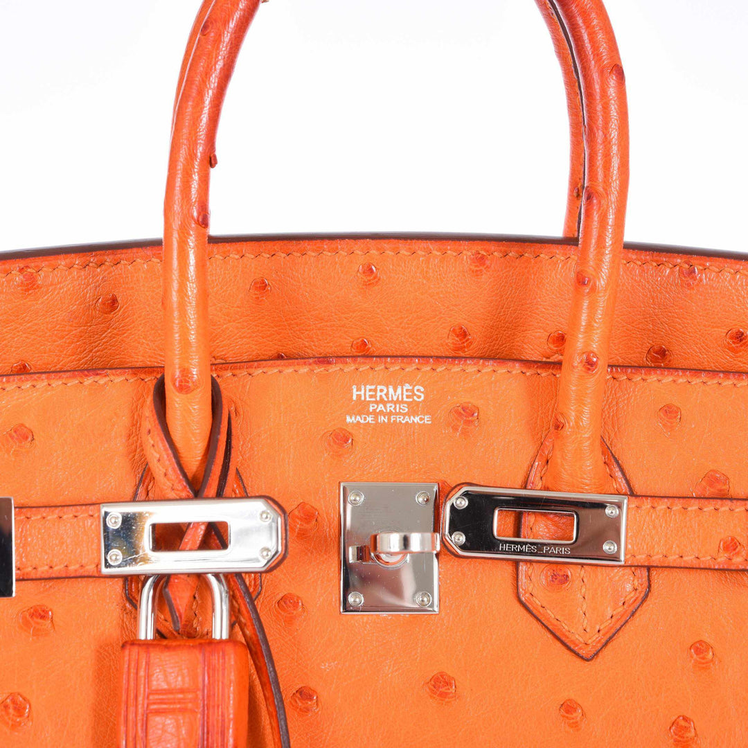 Hermès Birkin 25 Ostrich Tangerine Orange Palladium