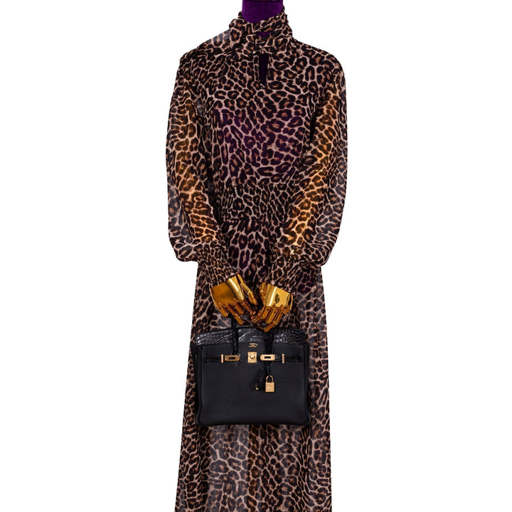 Hermès Birkin 25 Touch Black Togo and Matte Alligator Gold Hardware