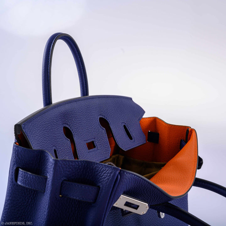 Hermès Birkin 25 Verso Blue Encre & Orange Togo Palladium Hardware - 2020, Y