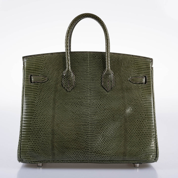 Hermès Birkin 25 Vert Olive Salvator Lizard with Palladium Hardware - 2008, L Square
