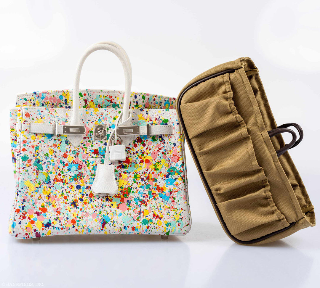 Hermès Birkin 25 White Epsom “Rainbow Fizz” Palladium Hardware * JaneFinds Custom Shop