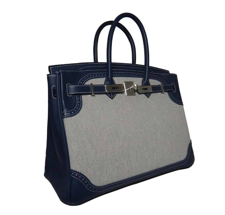 Hermès Birkin Ghillies 35 Bag Blue Toile