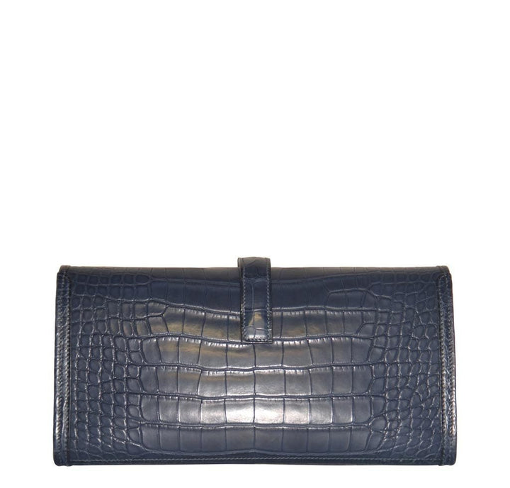 Hermès Jige 29 Clutch Bag Blue Alligator